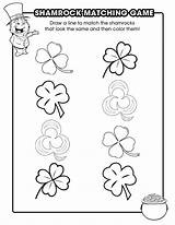 Matching Shamrock Coloring St Pages Games Printable Game Drawing Shamrocks Preschool Patrick Toddlers Kids Worksheets Activities Print Match Sonic Pokemon sketch template