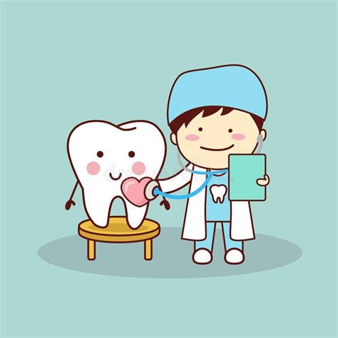 happy cartoon tooth  dentist stock vector illustration