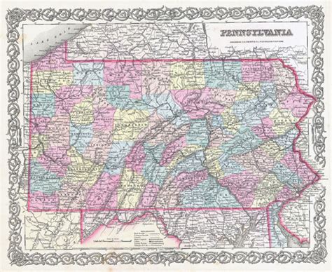 Large Detailed Old Administrative Map Of Pennsylvania State – 1855