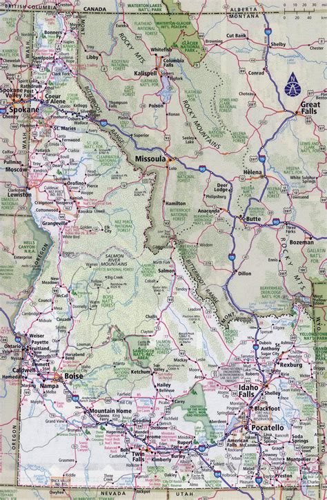 large detailed roads  highways map  idaho state   cities