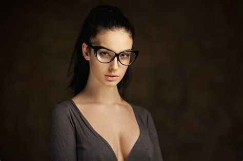 alla berger women with glasses women model face cleavage looking
