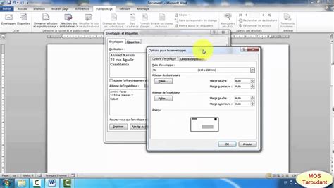 enveloppe dans word youtube