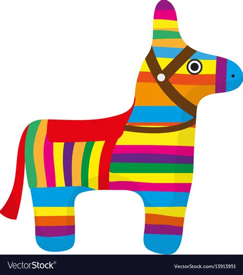 pinata icon flat style donkey colorful isolated vector image