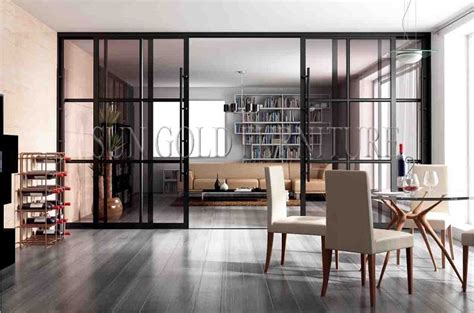 china modern office living room glass sliding door partition wall sz