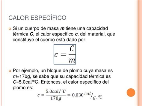 Calor Especifico Formula Y Ejemplos