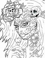 Coloring Pages Dead Skull Girl Sugar Skulls Printable Scary Detailed Girls Pdf Print Skeleton Color Etsy Digital Fairy Adult Getcolorings sketch template