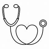 Stethoscope Heart Icon Sticker Figure Clip Illustration Stock sketch template