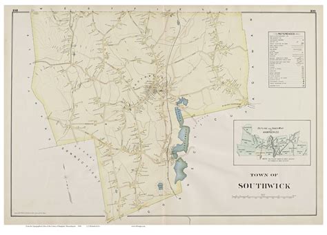 southwick massachusetts   town map reprint hampden   maps