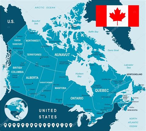 map  canada  flag highly detailed vector illustration image