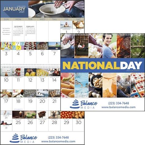 national day spiral wall calendar health promotions