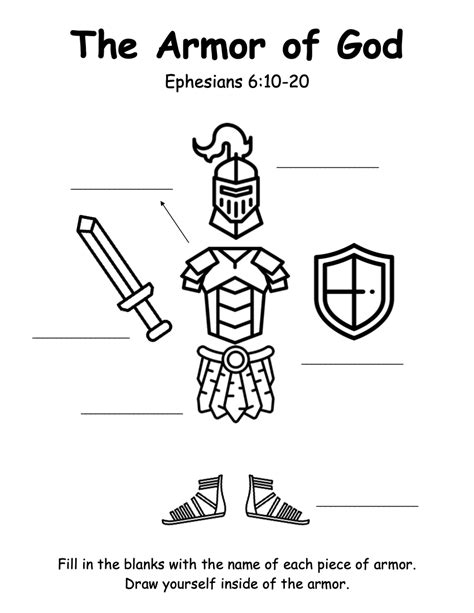 armor  god printable worksheets
