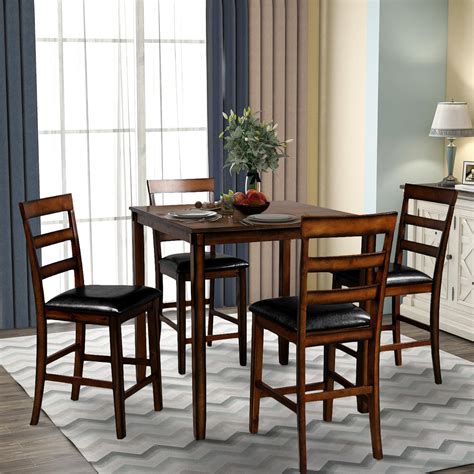 modern  piece dining table sets industrial wooden counter height
