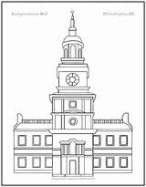 Coloring Independence Hall Philadelphia Interested Declaration Featuring Building History Where Kids sketch template