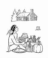 Coloring Pages Thanksgiving First Native American Food Pilgrims Americans Indian Indians Cherokee Sheets Kids Pilgrim Nations Clipart Printable Studies Social sketch template
