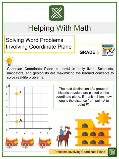 solving word problems involving coordinate plane  grade worksheets