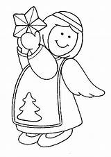 Christmas Coloring Angel Star Pages Angels sketch template
