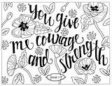 Coloring Strength Printable Pages Courage Etsy Scripture Color Sheet sketch template