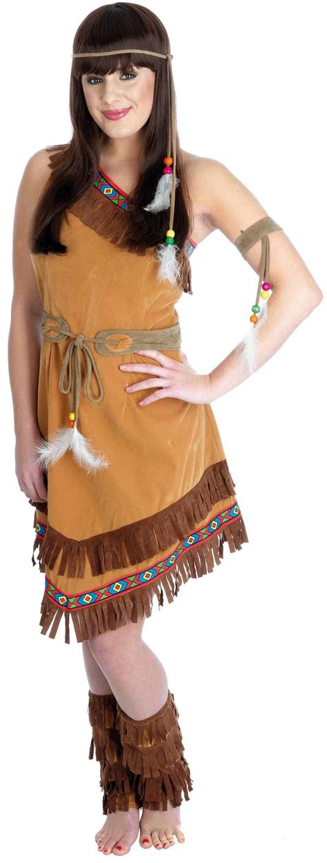 ladies indian squaw costume for wild west fancy dress adults womens ebay
