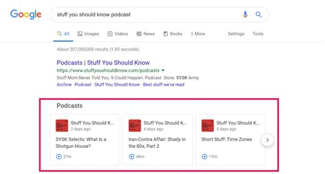 google podcasts search results  seo portent