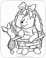 Easter Coloring Pooh Disney Pages Piglet Basket Disneyclips Printable sketch template