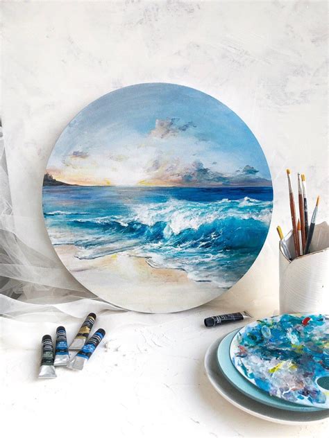 seascape  canvas art original acrylic painting    kind
