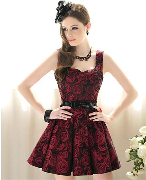 2013 Celebrity Women Casual Dress Hot Summer Crimson Roses