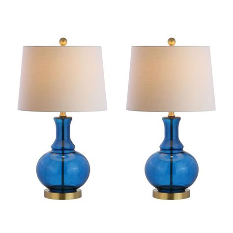 Titan Lighting 27 In Blue Hammered Glass Table Lamp With