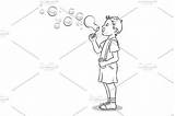 Coloring Blowing Bubbles Child sketch template