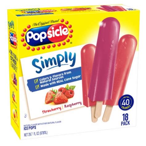 popsicle® simply strawberry and raspberry ice pops 18 ct 1 65 fl oz