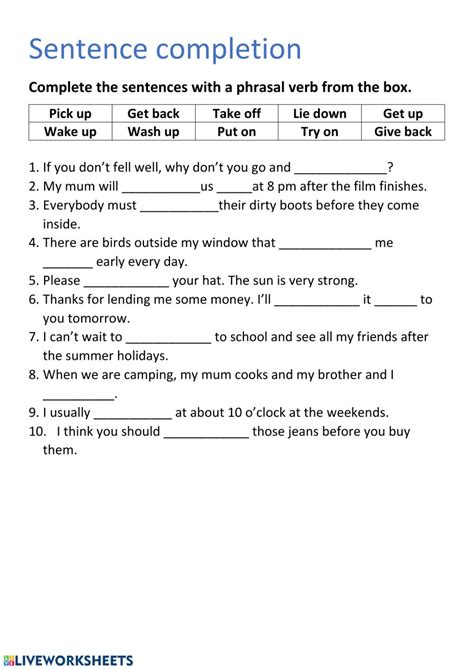 sentence completion english grammar worksheet for class my xxx hot girl