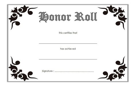 editable honor roll certificate template   honor award