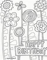 Birthday Coloring Happy Pages Cards Printable Doodle Alley Print Card Flower Kids Adults Color Adult Doodles Aunt Colouring Anniversary Funny sketch template