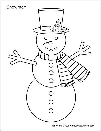 snowman  printable templates coloring pages firstpalettecom