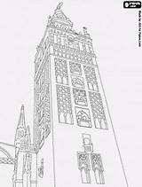 Giralda Sevilla La Coloring Pages Cathedral Seville Spain Almohad Mosque Colorear Para Dibujos Monumentos Colouring Minaret Eid Monuments Del Arte sketch template