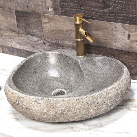 river stone spiral vessel sink gray bathroom fixtures decora loft
