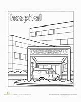 Colouring Hospitales Preescolar Ambulancia sketch template