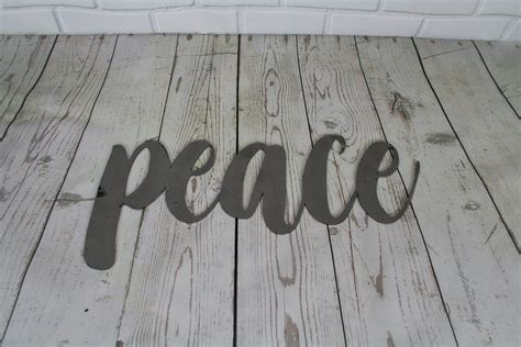 peace script peace metal sign metal word art inspirational sign peace symbol diy peace sign