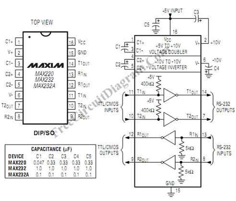 ttl rs level converter  max ic electronic circuit diagram