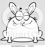Chubby Rabbit Drunk Outlined Coloring Clipart Cartoon Vector Bored Thoman Cory sketch template