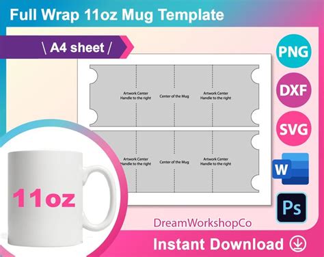 oz mug template oz mug full wrap template sublimation template
