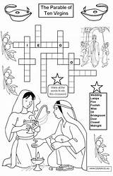 Virgins Ten Bible Parable School Sunday Parables Coloring Jesus Kids Sheets Activities Crafts Crossword Lessons Story Pages Church Bridesmaid Christos sketch template