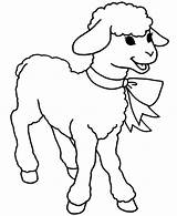 Lamb Coloring Easter Ribbon Wear sketch template