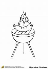Barbecue Colorier Saucisse Pique sketch template