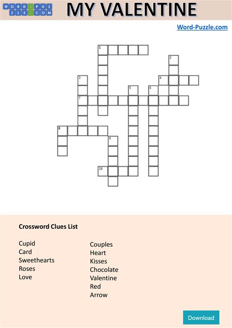 valentines day crossword puzzle templates  allbusinesstemplatescom
