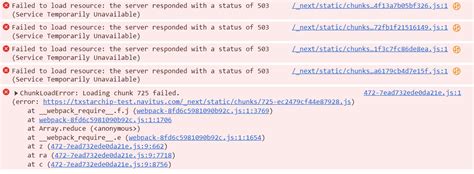 reactjs nextjs static chunks  service unavailable issues