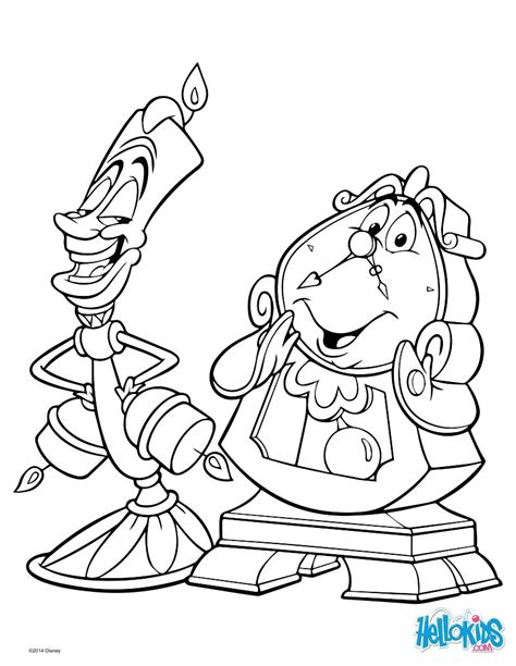 lumiere  cogsworth coloring pages hellokidscom