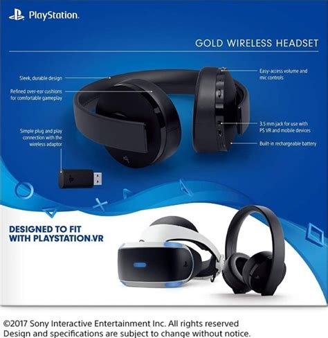 sony playstation gold wireless headset  surround sound ps vr optomised built  microphone