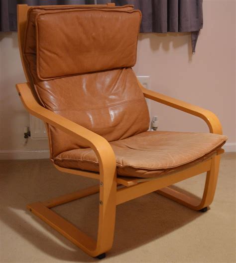 ikea poang chair tan leather cushion  footstool cushion