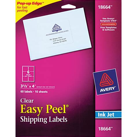 avery clear easy peel mailing labels inkjet        pk