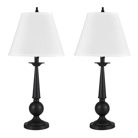 Globe Electric Set Of Two 27 Black Table Lamps With White Fabric